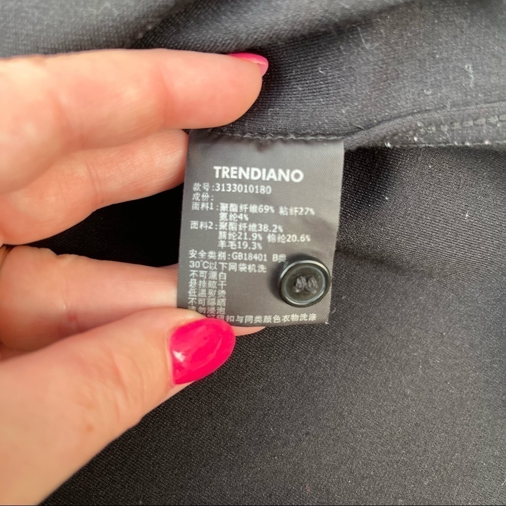 ** Trendiano Black Button Up Sweater Navy Green Sleeve Collared Large - Picture 11 of 11